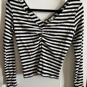 & Other Stories Black and White Striped Long Sleeve Top